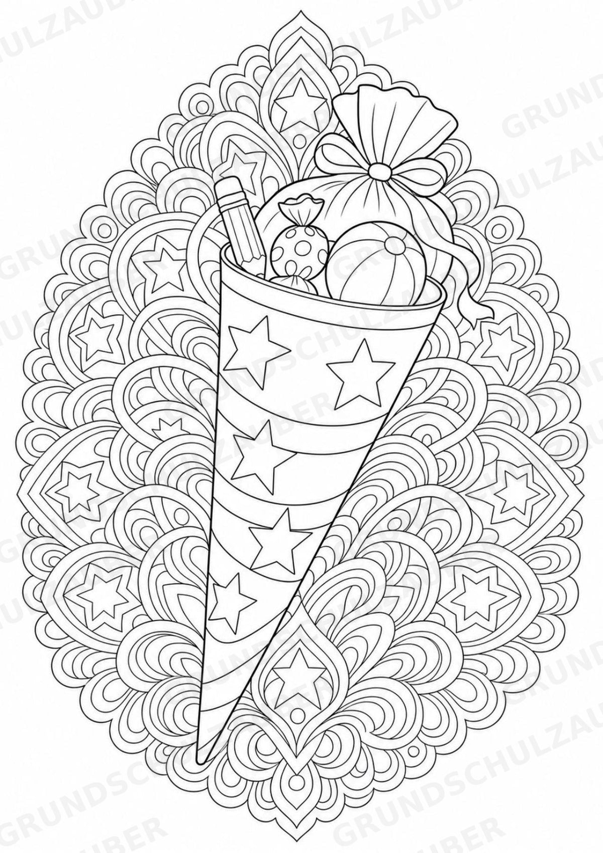 Schulstart Mandalas Ausmalbilder – Schulbeginn – 15 Malvorlagen – Materialseite 4