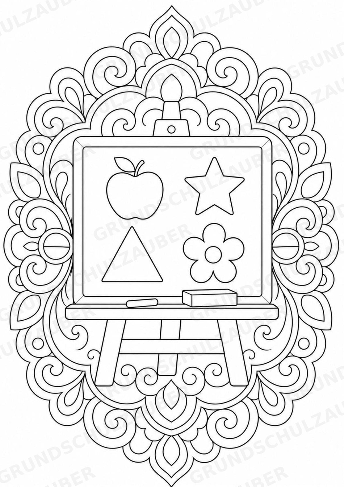 Schulstart Mandalas Ausmalbilder – Schulbeginn – 15 Malvorlagen – Materialseite 14