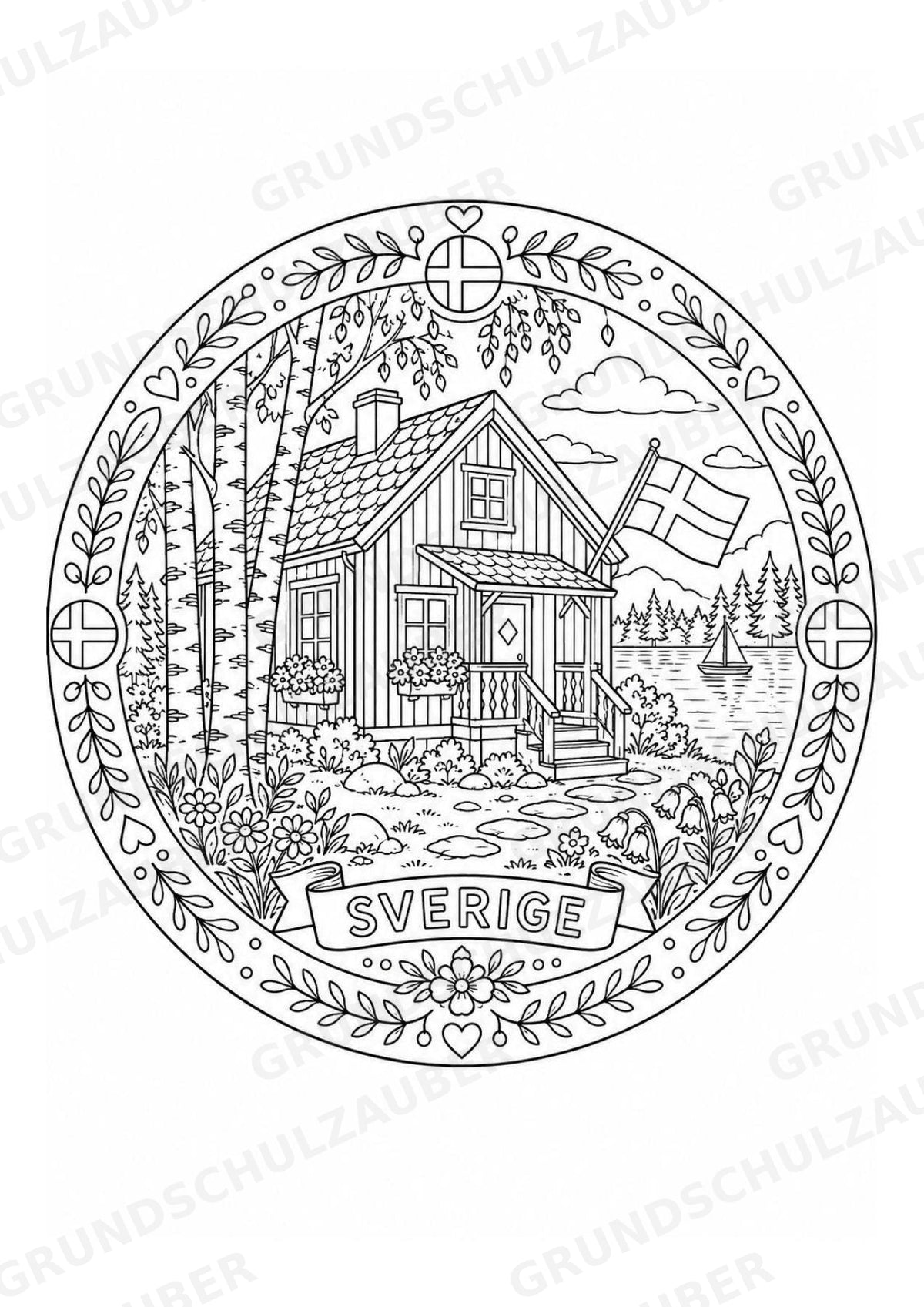 Schweden Mandalas Ausmalbilder – Länder und Kulturen – 15 Malvorlagen – Materialseite 4