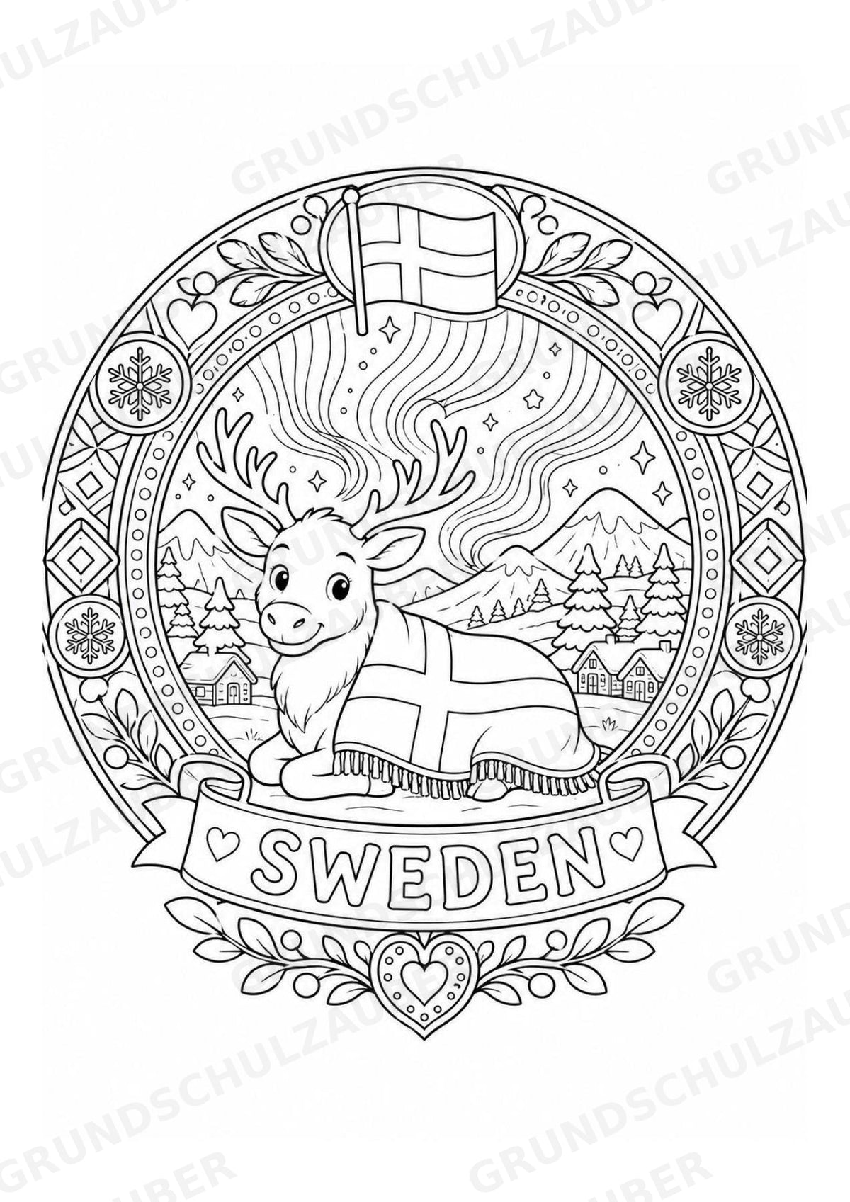 Schweden Mandalas Ausmalbilder – Länder und Kulturen – 15 Malvorlagen – Materialseite 6