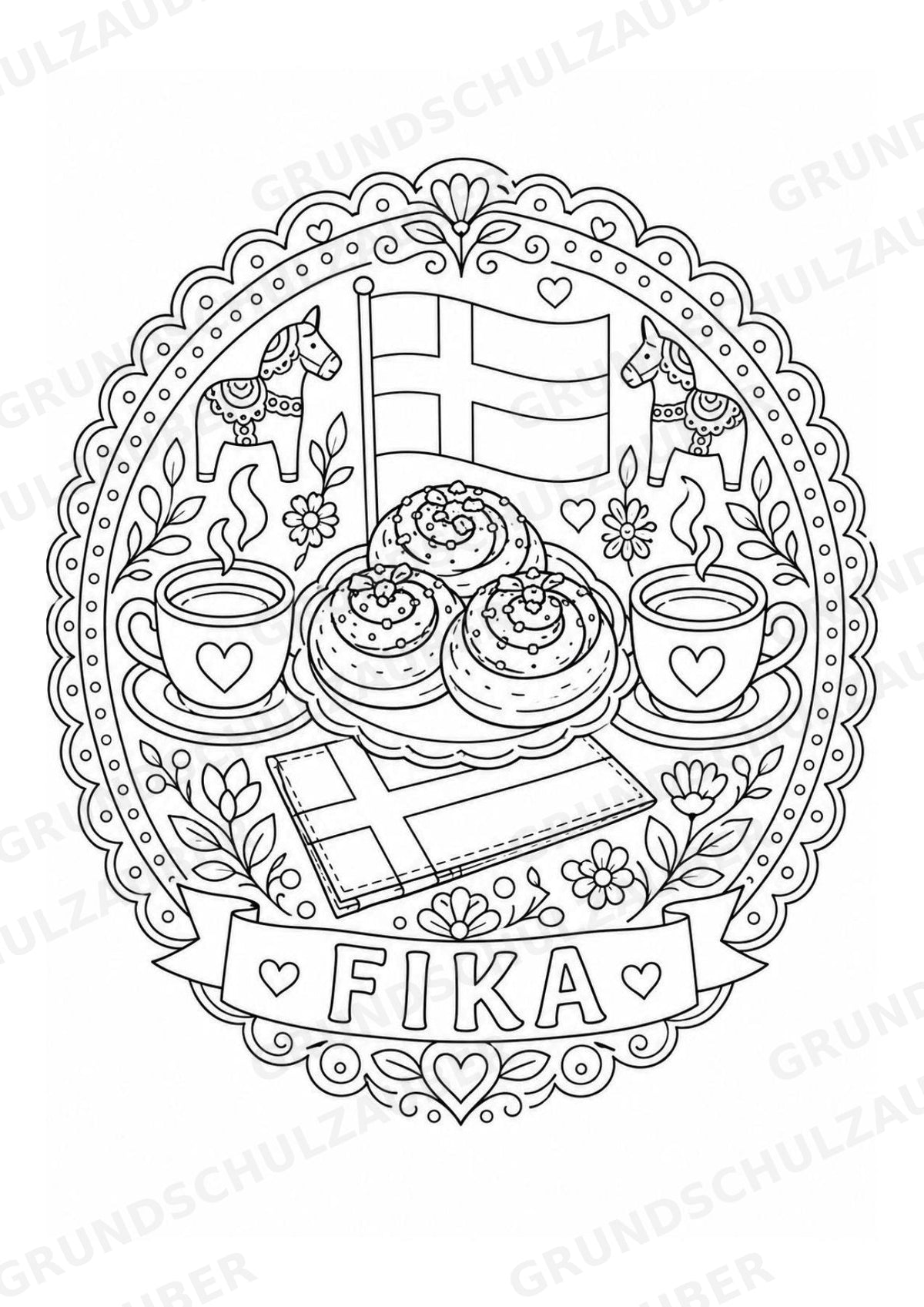 Schweden Mandalas Ausmalbilder – Länder und Kulturen – 15 Malvorlagen – Materialseite 7