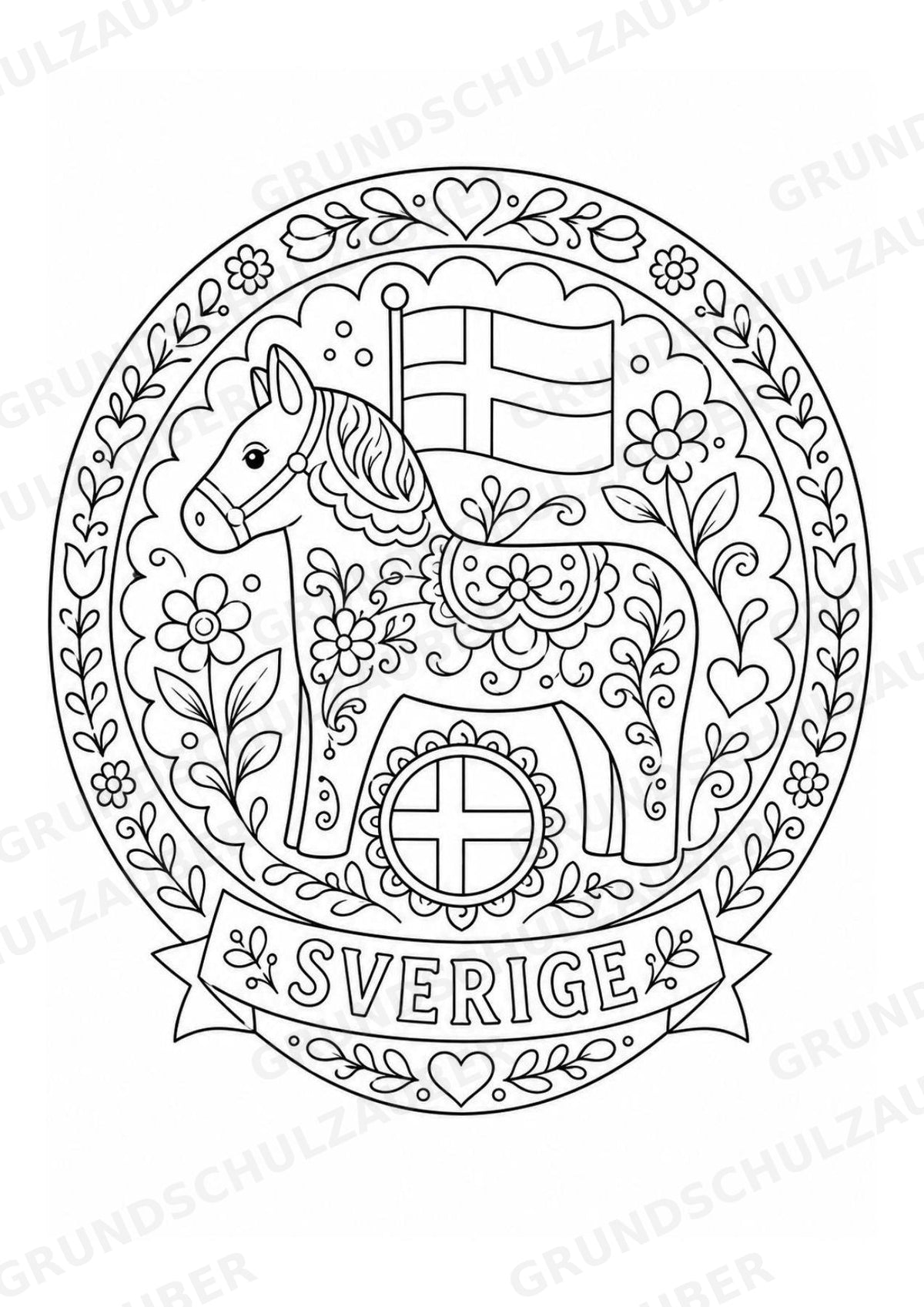 Schweden Mandalas Ausmalbilder – Länder und Kulturen – 15 Malvorlagen – Materialseite 8