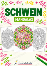 Schwein Mandalas Ausmalbilder – Tiere – 15 Malvorlagen – Cover