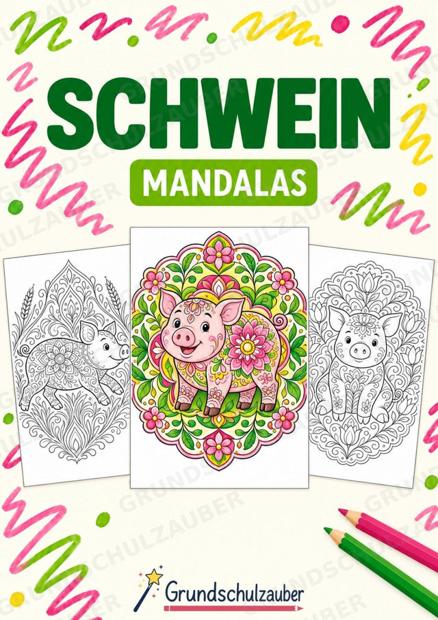 Schwein Mandalas Ausmalbilder – Tiere – 15 Malvorlagen – Cover