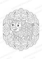 Schwein Mandalas Ausmalbilder – Tiere – 15 Malvorlagen – Materialseite 2
