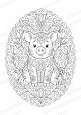 Schwein Mandalas Ausmalbilder – Tiere – 15 Malvorlagen – Materialseite 4