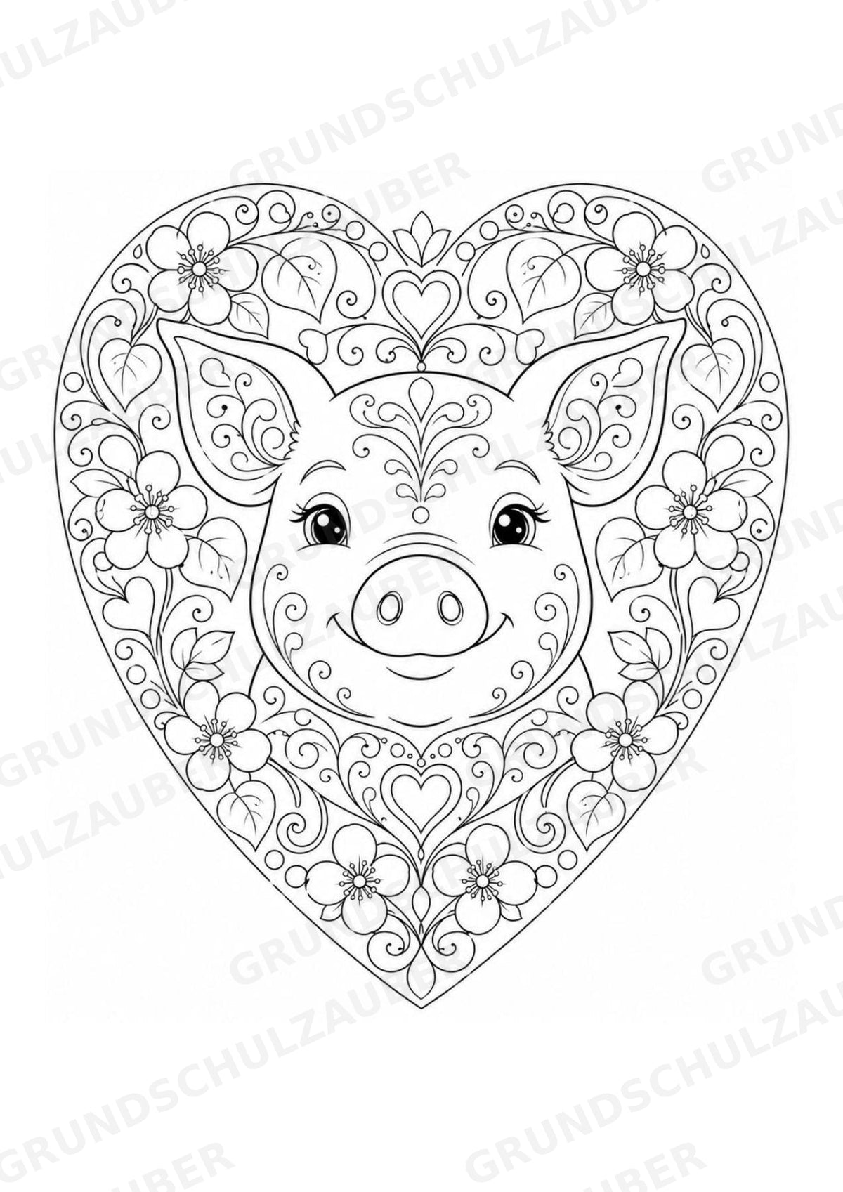 Schwein Mandalas Ausmalbilder – Tiere – 15 Malvorlagen – Materialseite 5