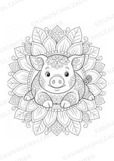 Schwein Mandalas Ausmalbilder – Tiere – 15 Malvorlagen – Materialseite 6