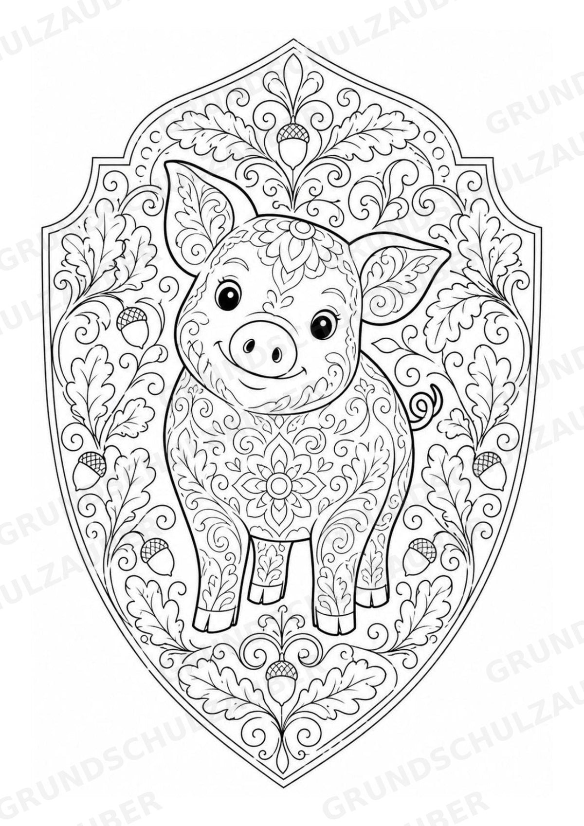 Schwein Mandalas Ausmalbilder – Tiere – 15 Malvorlagen – Materialseite 7