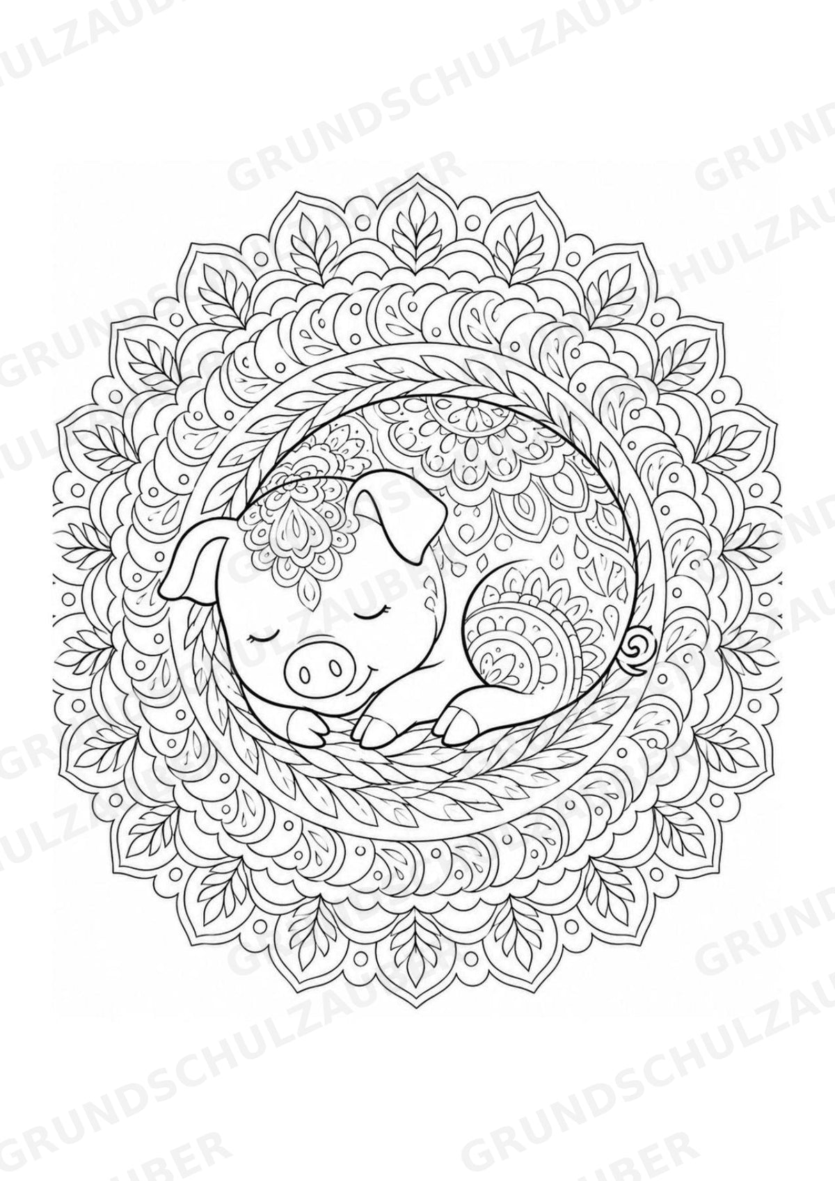 Schwein Mandalas Ausmalbilder – Tiere – 15 Malvorlagen – Materialseite 10