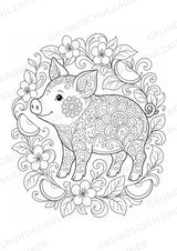 Schwein Mandalas Ausmalbilder – Tiere – 15 Malvorlagen – Materialseite 11