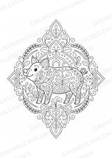 Schwein Mandalas Ausmalbilder – Tiere – 15 Malvorlagen – Materialseite 12