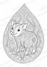 Schwein Mandalas Ausmalbilder – Tiere – 15 Malvorlagen – Materialseite 15