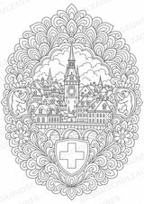 Schweiz Mandalas Ausmalbilder – Länder und Kulturen – 15 Malvorlagen – Materialseite 2