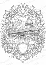 Schweiz Mandalas Ausmalbilder – Länder und Kulturen – 15 Malvorlagen – Materialseite 3