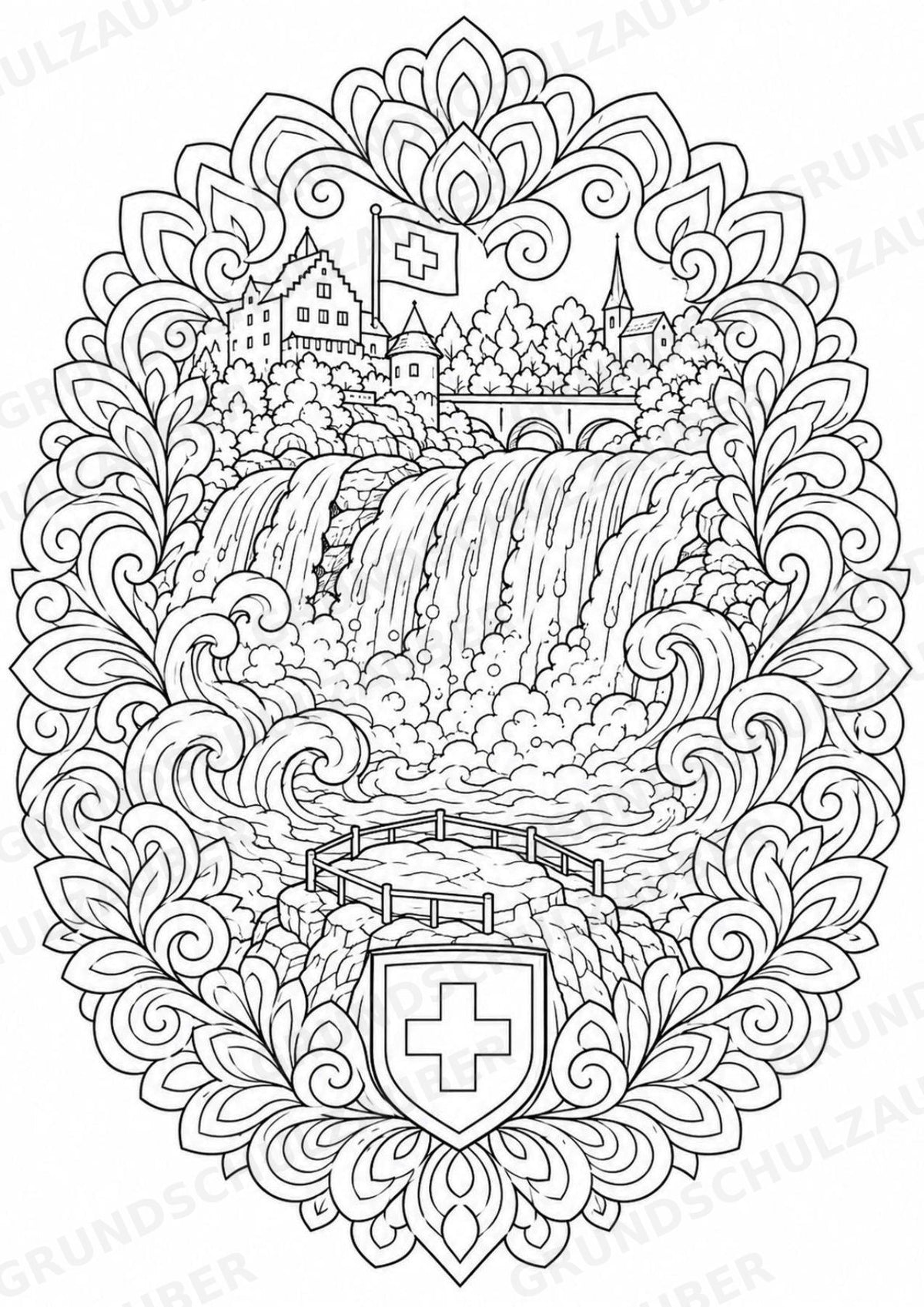 Schweiz Mandalas Ausmalbilder – Länder und Kulturen – 15 Malvorlagen – Materialseite 4