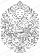 Schweiz Mandalas Ausmalbilder – Länder und Kulturen – 15 Malvorlagen – Materialseite 5