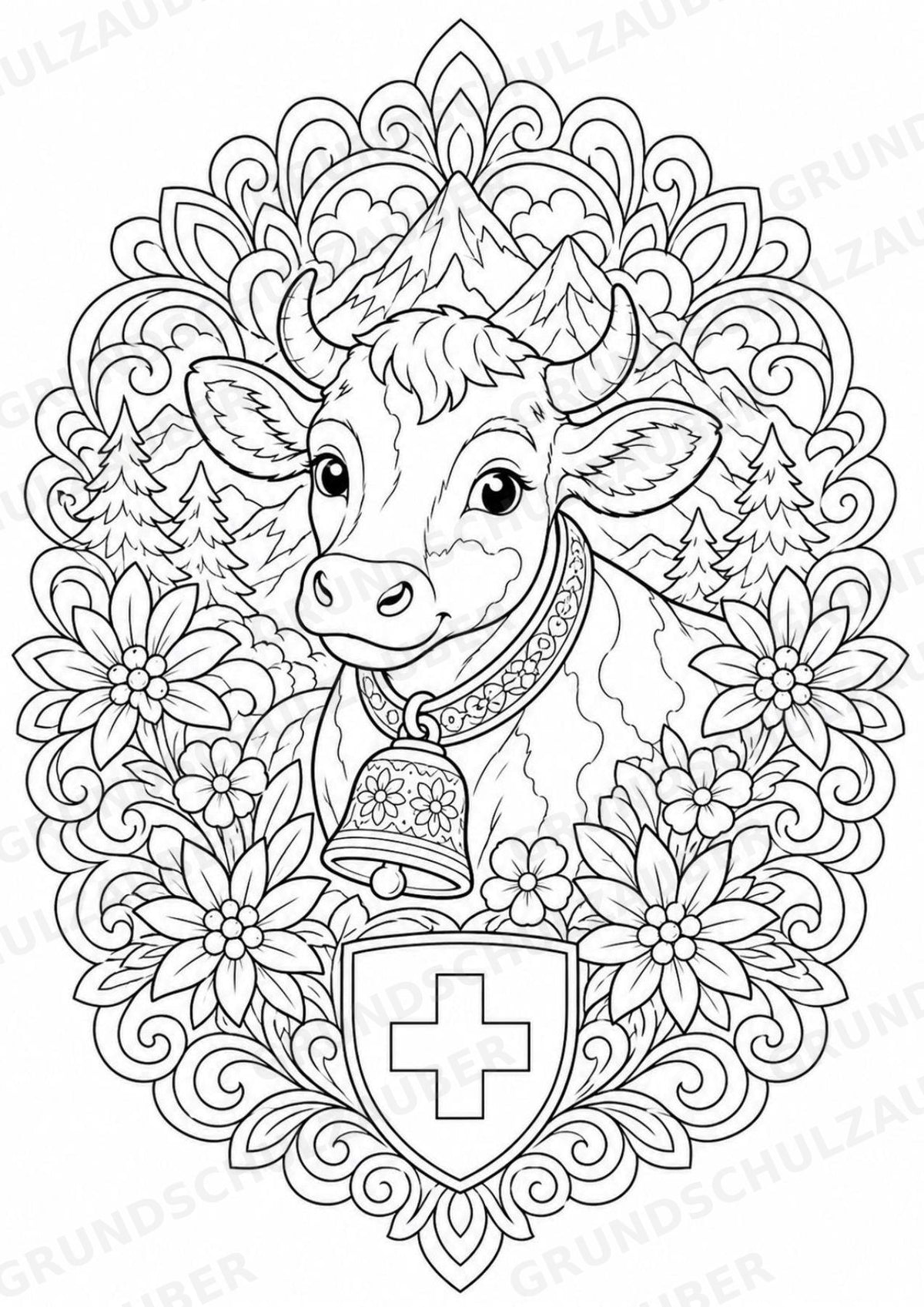 Schweiz Mandalas Ausmalbilder – Länder und Kulturen – 15 Malvorlagen – Materialseite 6