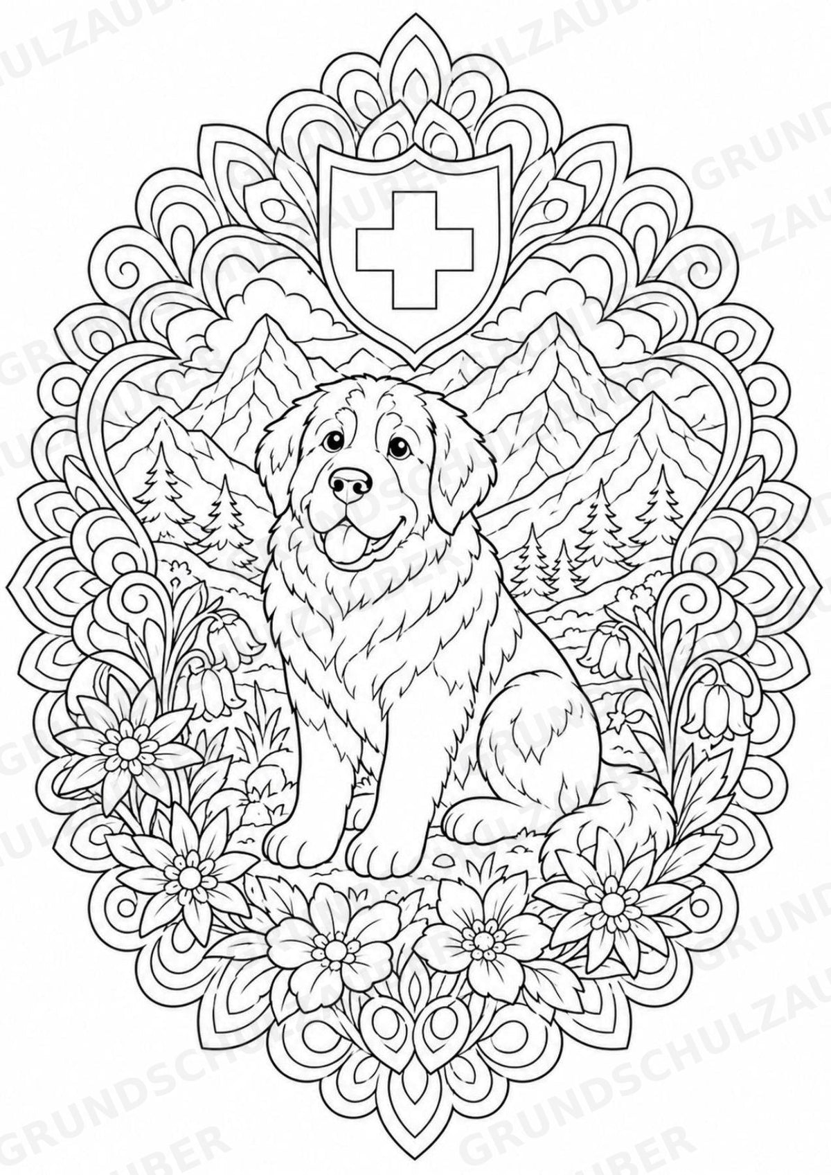 Schweiz Mandalas Ausmalbilder – Länder und Kulturen – 15 Malvorlagen – Materialseite 8