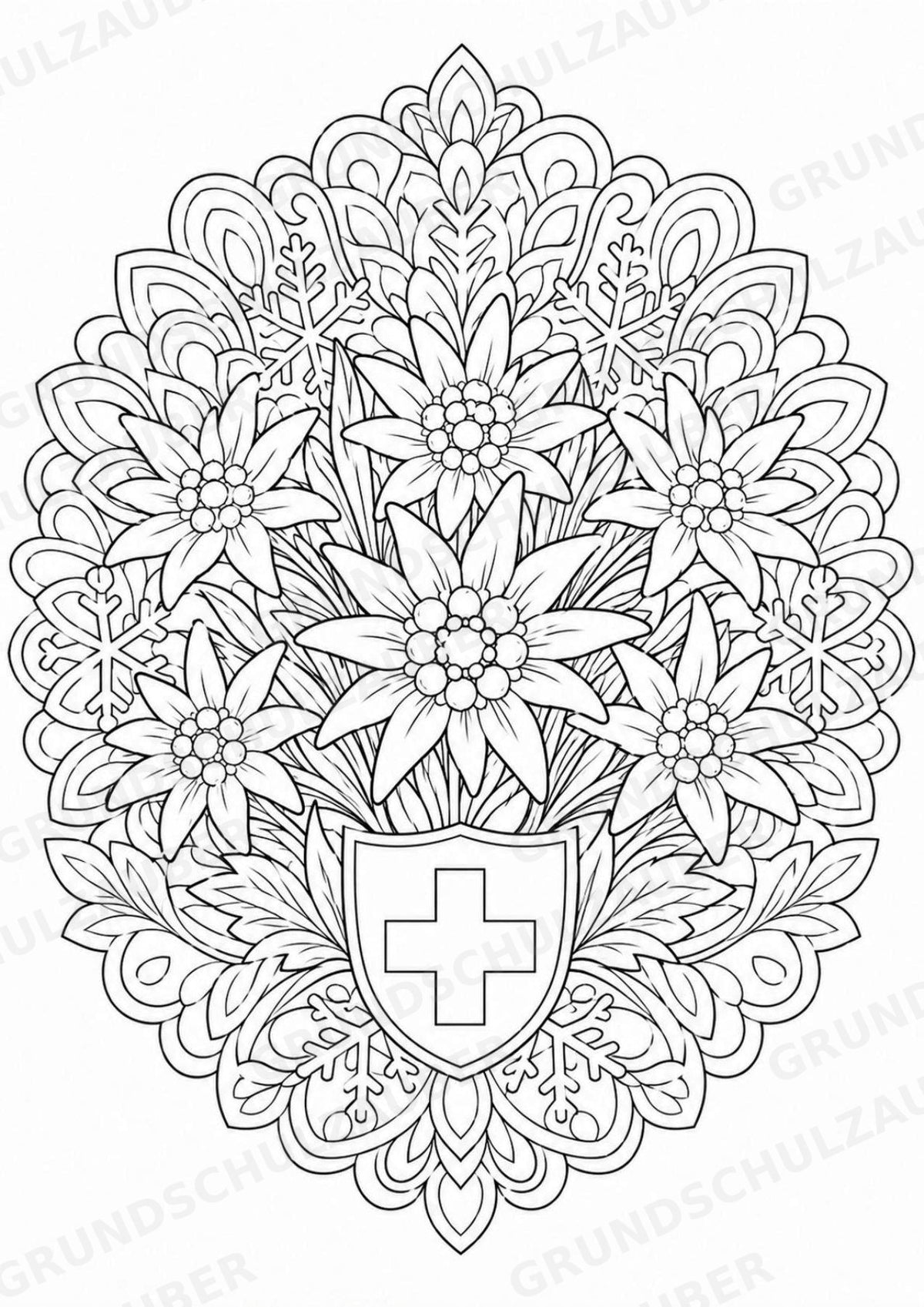 Schweiz Mandalas Ausmalbilder – Länder und Kulturen – 15 Malvorlagen – Materialseite 9