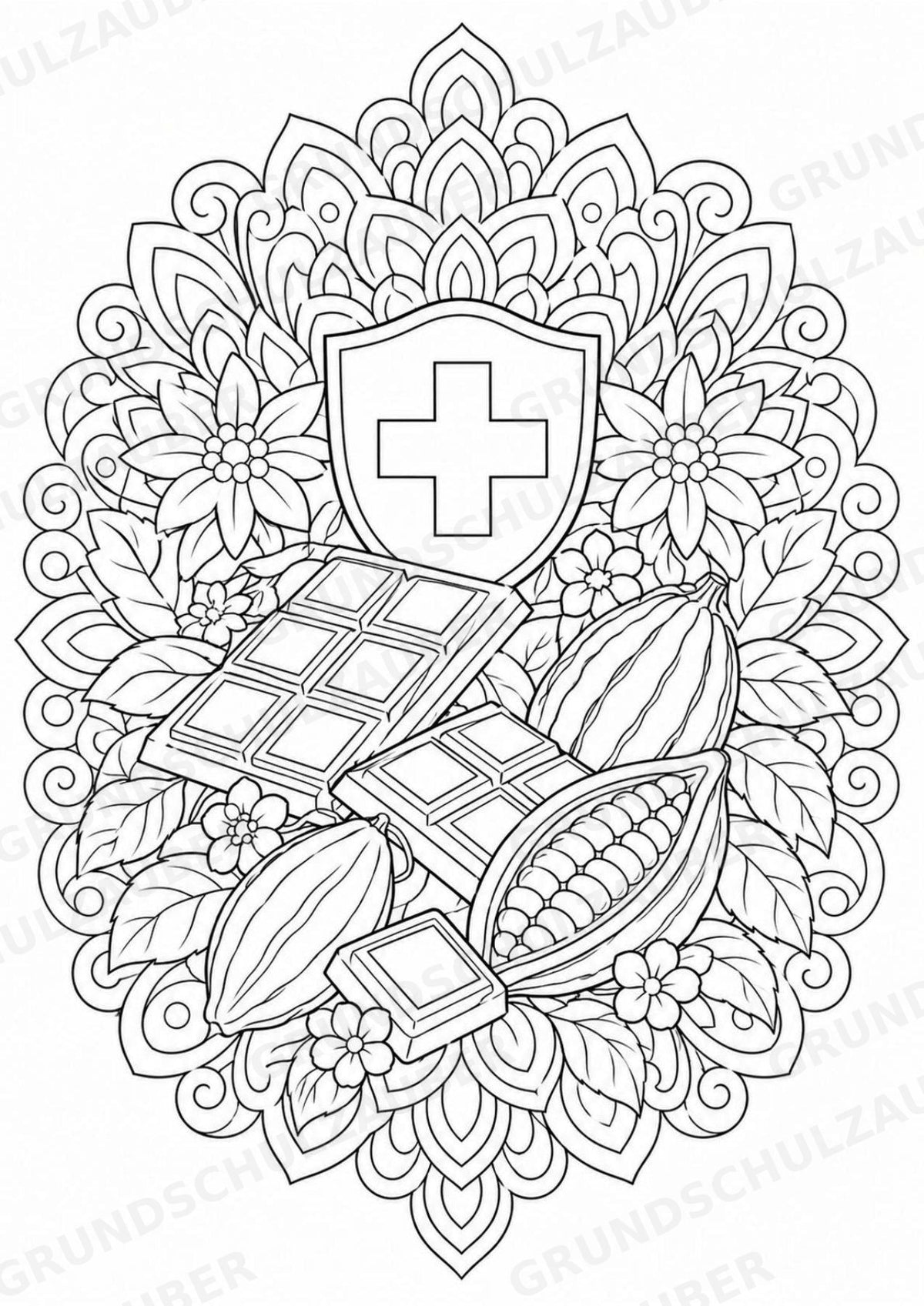 Schweiz Mandalas Ausmalbilder – Länder und Kulturen – 15 Malvorlagen – Materialseite 12