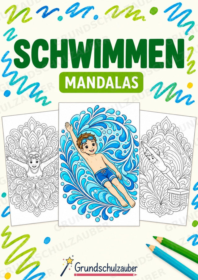 Schwimmen Mandalas Ausmalbilder – Sport – 15 Malvorlagen – Cover