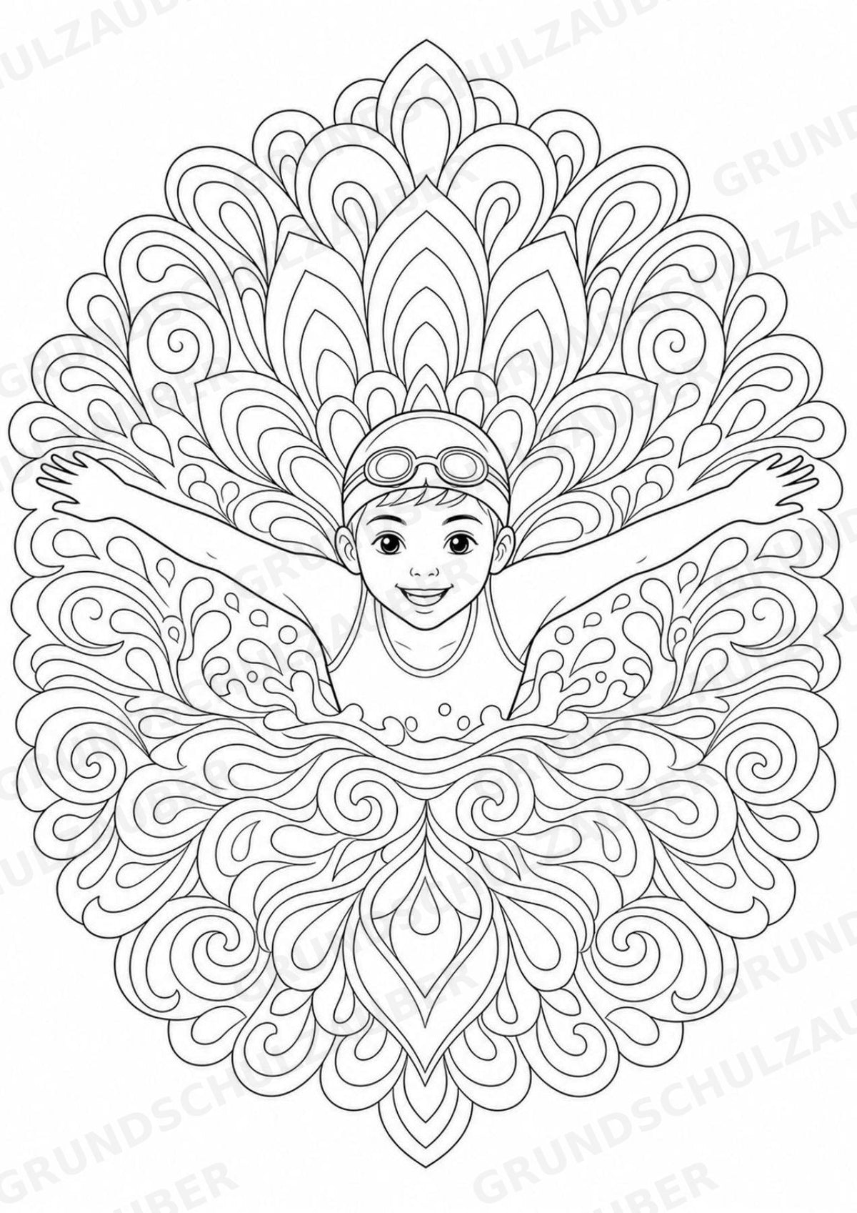 Schwimmen Mandalas Ausmalbilder – Sport – 15 Malvorlagen – Materialseite 3