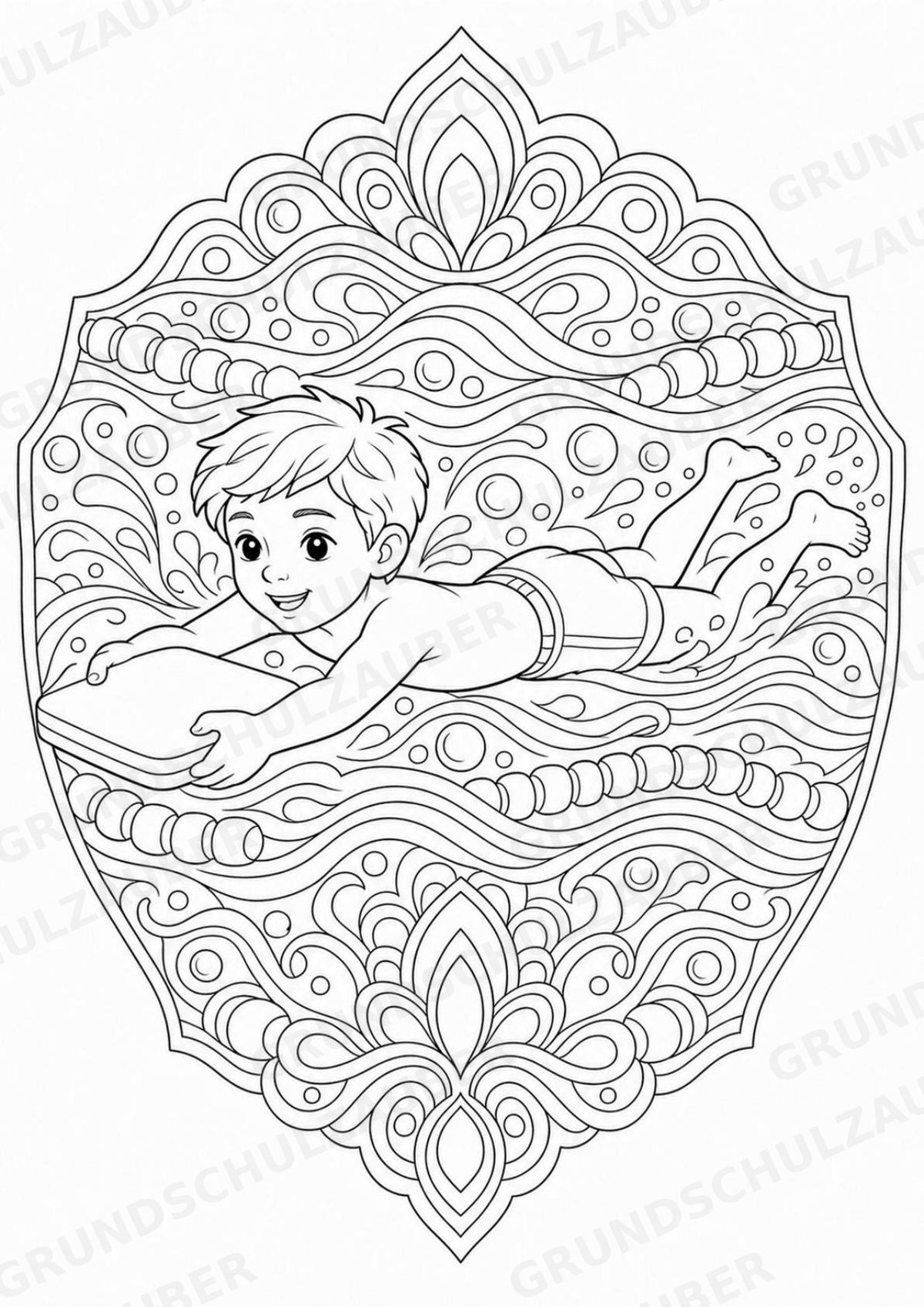 Schwimmen Mandalas Ausmalbilder – Sport – 15 Malvorlagen – Materialseite 6