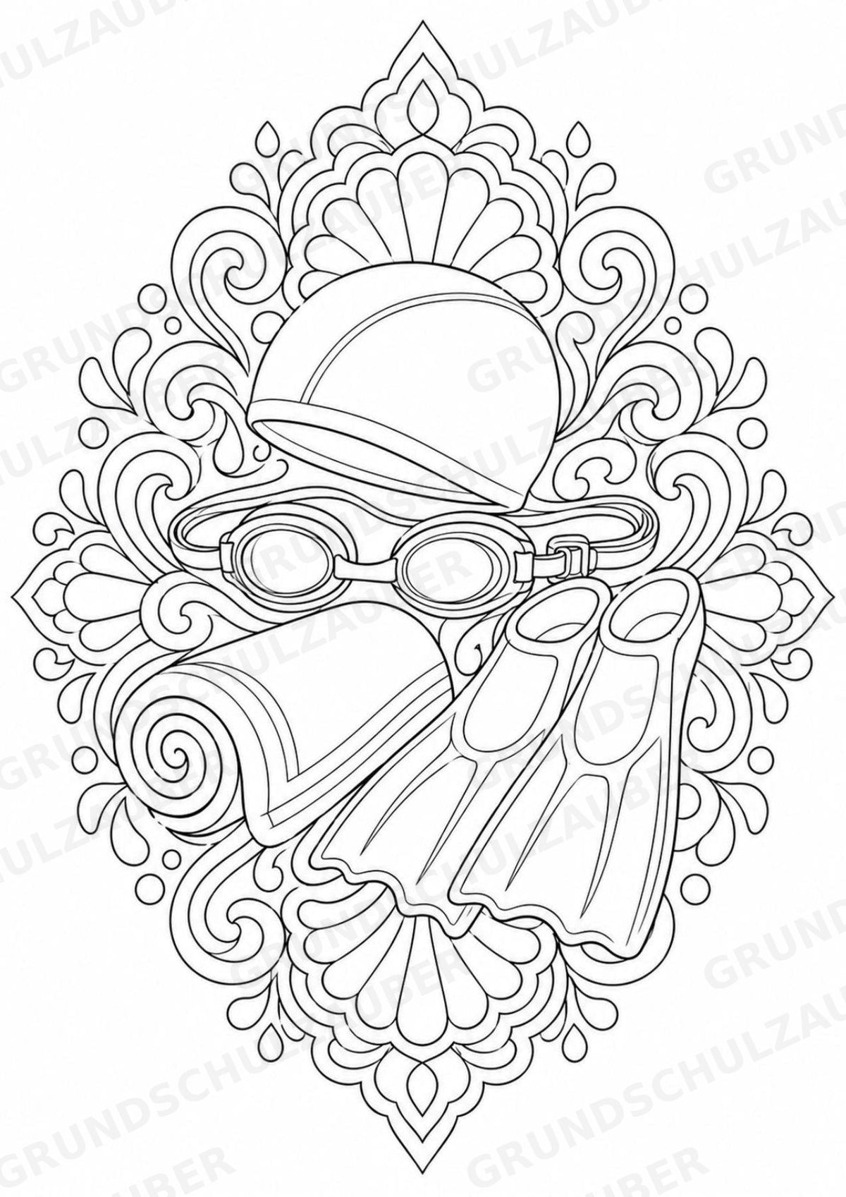 Schwimmen Mandalas Ausmalbilder – Sport – 15 Malvorlagen – Materialseite 7