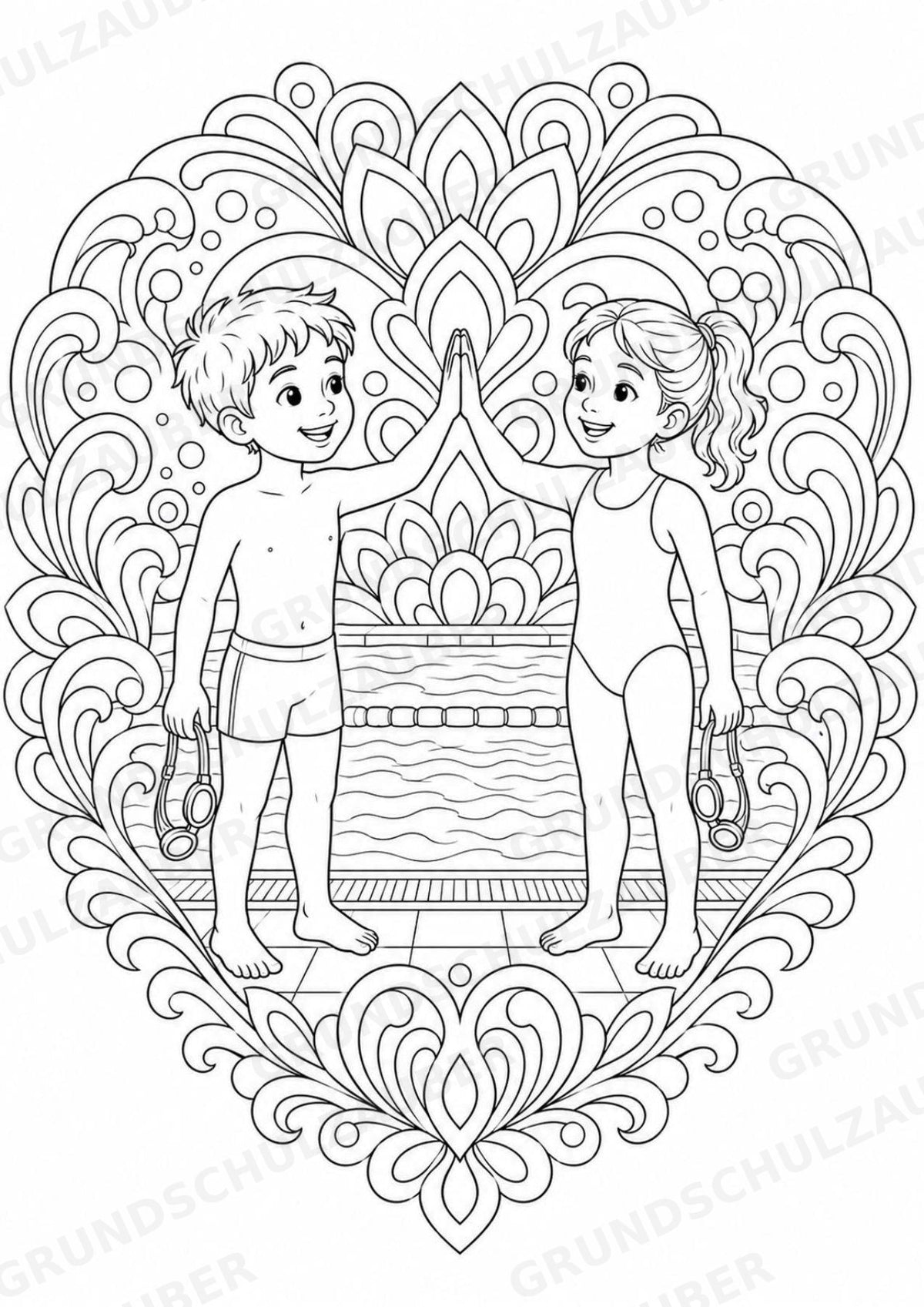 Schwimmen Mandalas Ausmalbilder – Sport – 15 Malvorlagen – Materialseite 15