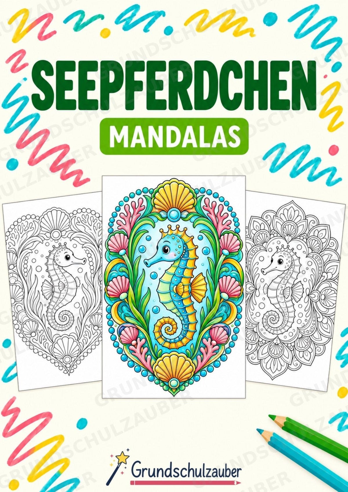 Seepferdchen Mandalas Ausmalbilder – Tiere – 15 Malvorlagen – Cover