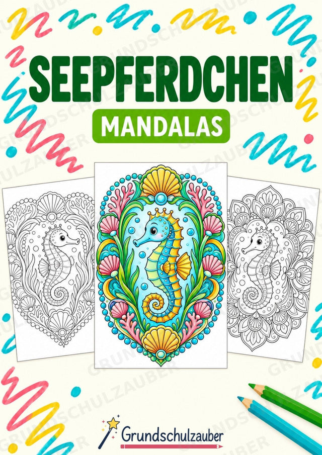 Seepferdchen Mandalas Ausmalbilder – Tiere – 15 Malvorlagen – Cover