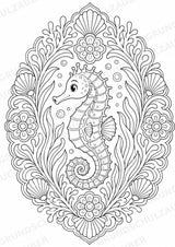 Seepferdchen Mandalas Ausmalbilder – Tiere – 15 Malvorlagen – Materialseite 2