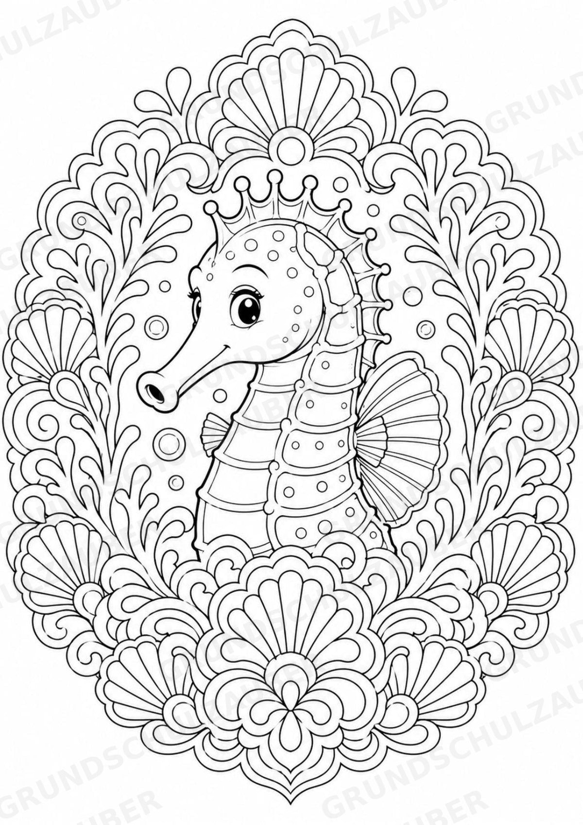 Seepferdchen Mandalas Ausmalbilder – Tiere – 15 Malvorlagen – Materialseite 5