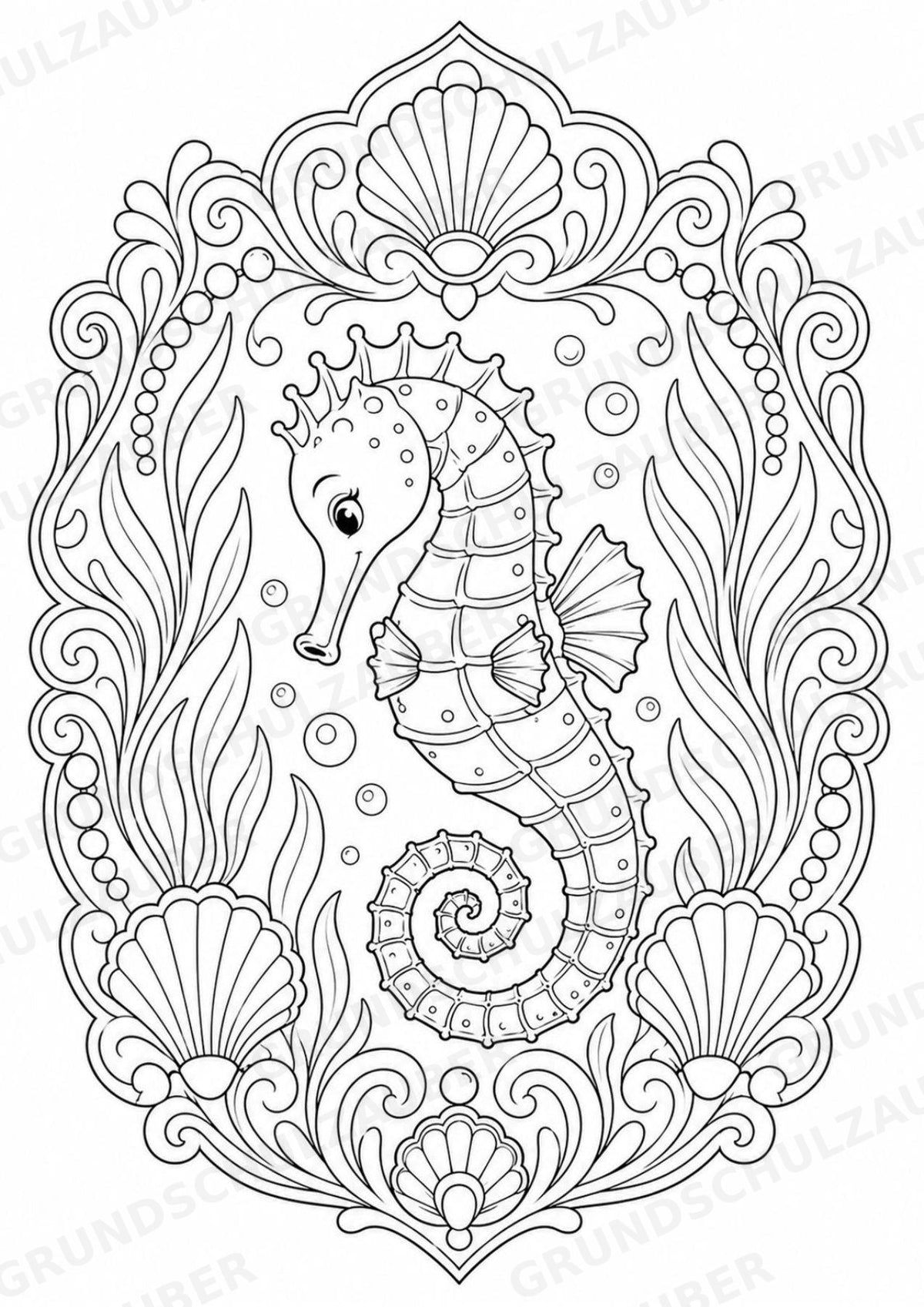 Seepferdchen Mandalas Ausmalbilder – Tiere – 15 Malvorlagen – Materialseite 6