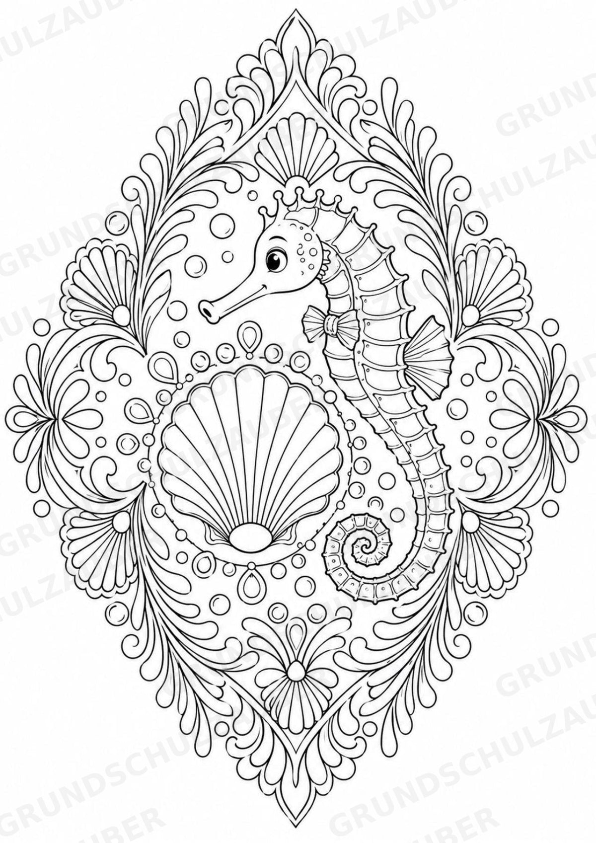 Seepferdchen Mandalas Ausmalbilder – Tiere – 15 Malvorlagen – Materialseite 8