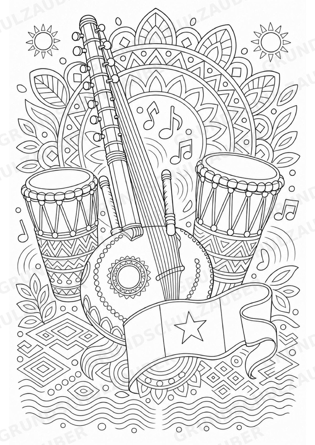 Senegal Mandalas Ausmalbilder – Länder und Kulturen – 15 Malvorlagen – Materialseite 11