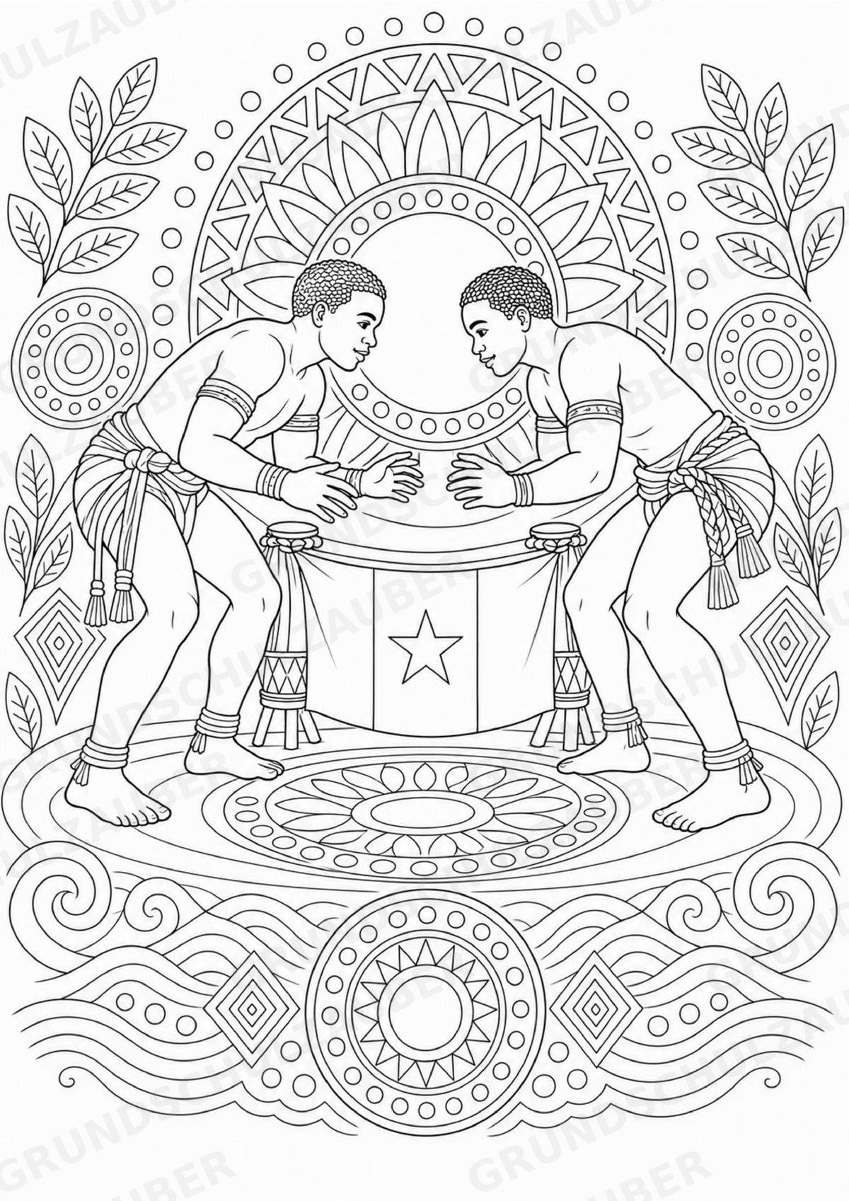 Senegal Mandalas Ausmalbilder – Länder und Kulturen – 15 Malvorlagen – Materialseite 12