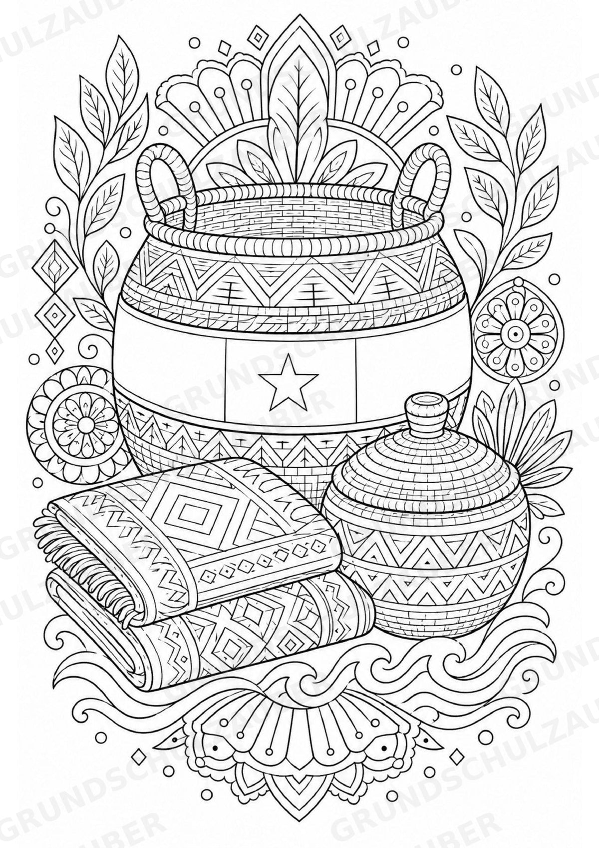 Senegal Mandalas Ausmalbilder – Länder und Kulturen – 15 Malvorlagen – Materialseite 13
