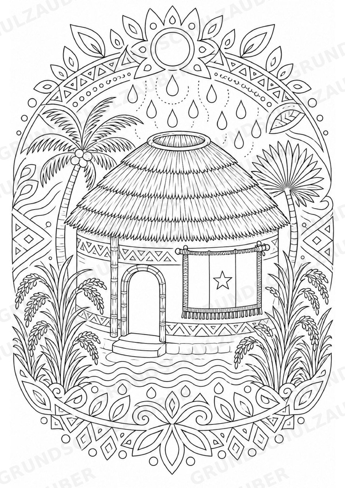 Senegal Mandalas Ausmalbilder – Länder und Kulturen – 15 Malvorlagen – Materialseite 15