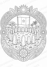 Senegal Mandalas Ausmalbilder – Länder und Kulturen – 15 Malvorlagen – Materialseite 16