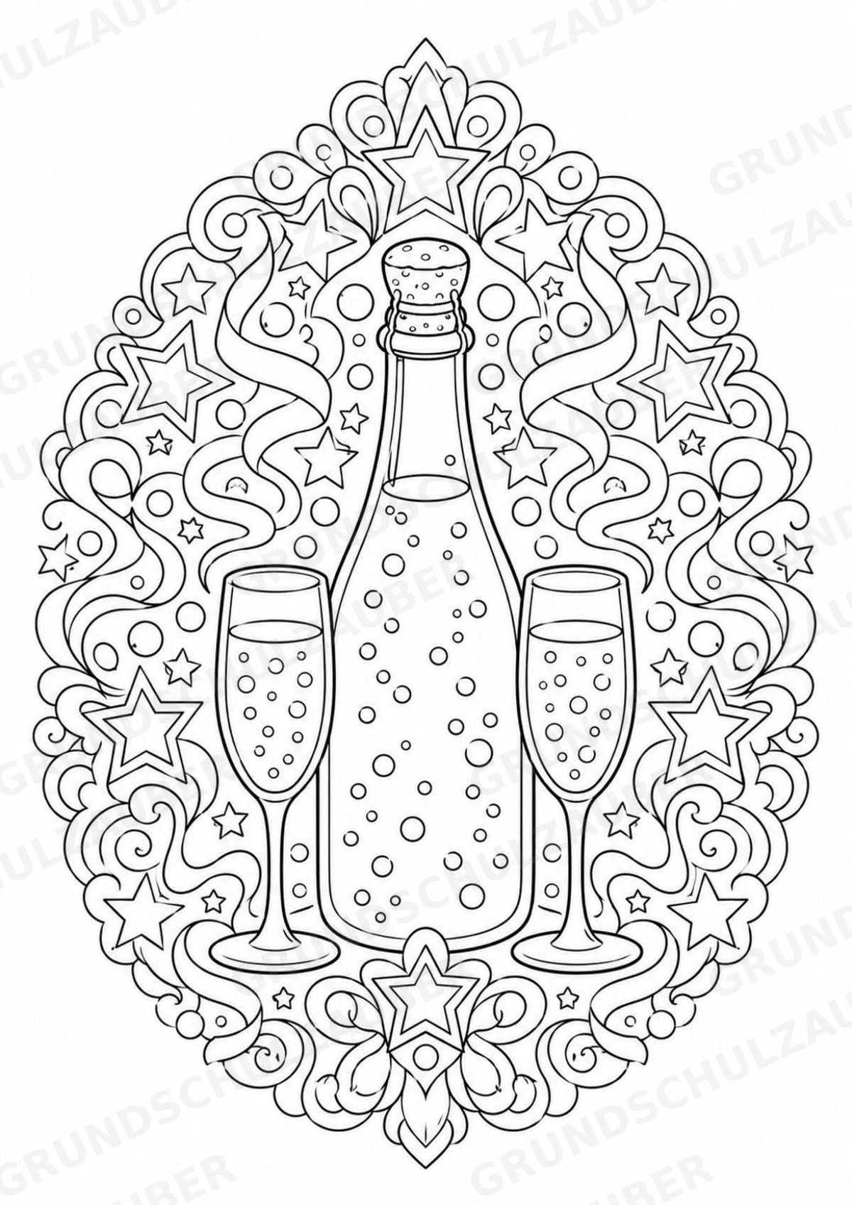 Silvester Mandalas Ausmalbilder – Feste und Feiertage – 15 Malvorlagen – Materialseite 14