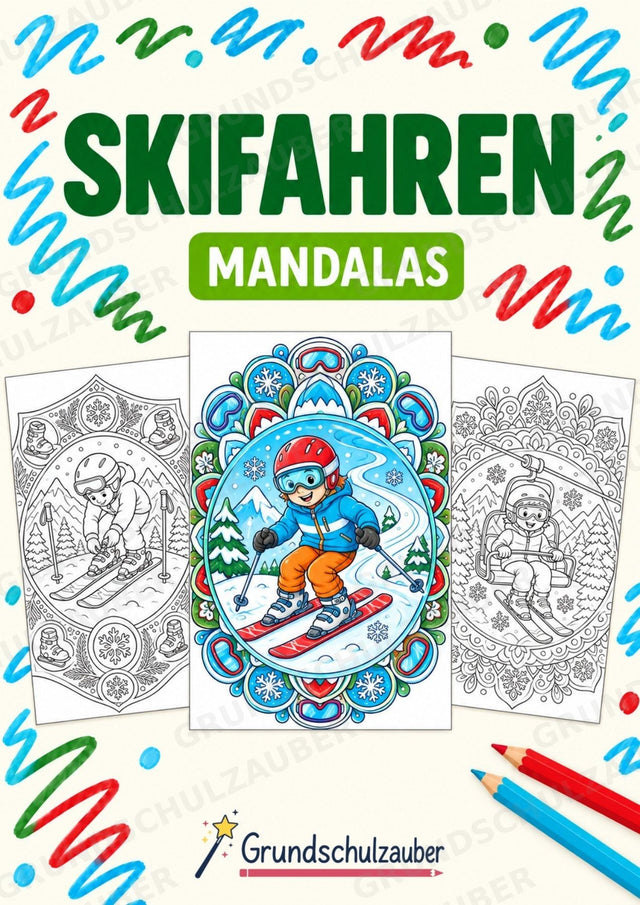 Skifahren Mandalas Ausmalbilder – Sport – 15 Malvorlagen – Cover