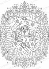 Skifahren Mandalas Ausmalbilder – Sport – 15 Malvorlagen – Materialseite 5