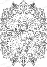 Skifahren Mandalas Ausmalbilder – Sport – 15 Malvorlagen – Materialseite 6