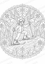 Skifahren Mandalas Ausmalbilder – Sport – 15 Malvorlagen – Materialseite 7