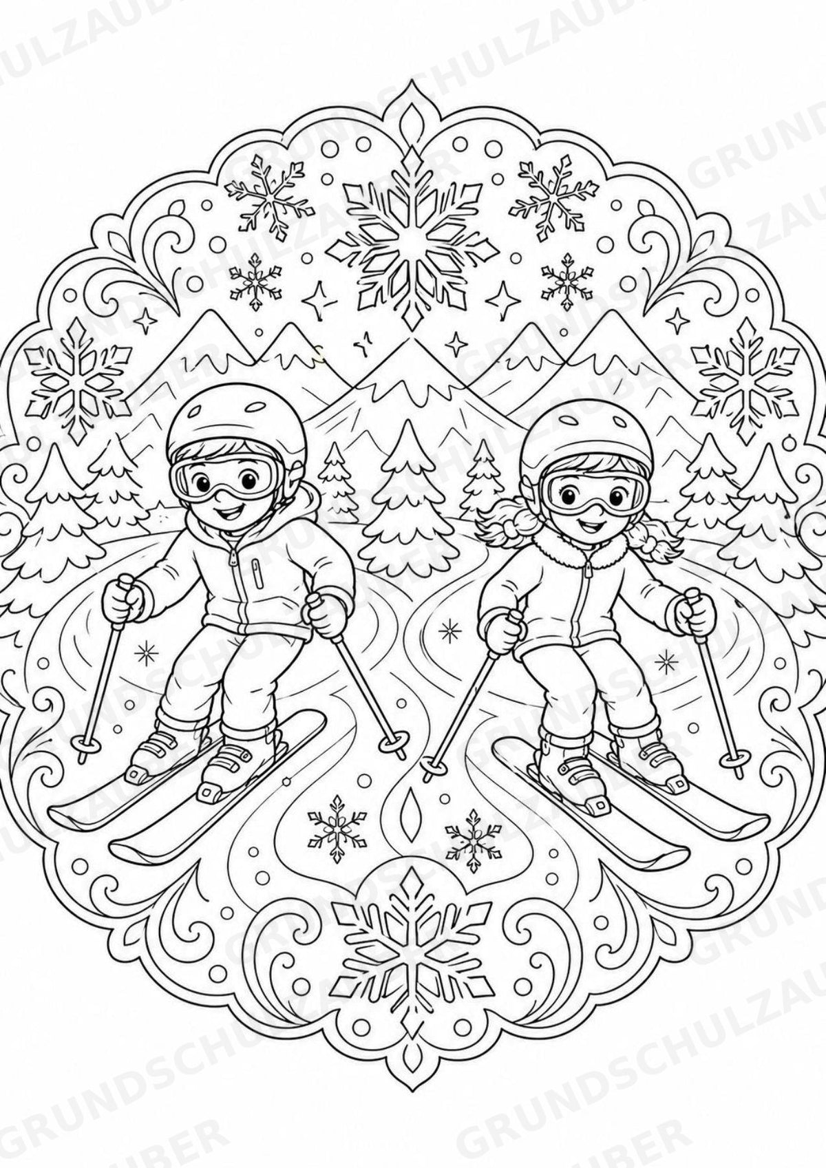 Skifahren Mandalas Ausmalbilder – Sport – 15 Malvorlagen – Materialseite 9