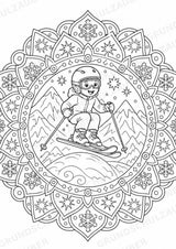 Skifahren Mandalas Ausmalbilder – Sport – 15 Malvorlagen – Materialseite 10