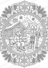Skifahren Mandalas Ausmalbilder – Sport – 15 Malvorlagen – Materialseite 11