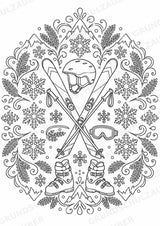 Skifahren Mandalas Ausmalbilder – Sport – 15 Malvorlagen – Materialseite 12